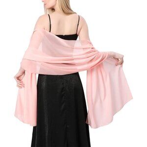 Women Pink Elegant Soft Sheer Chiffon Stole Bride Wedding Shawls and Wraps